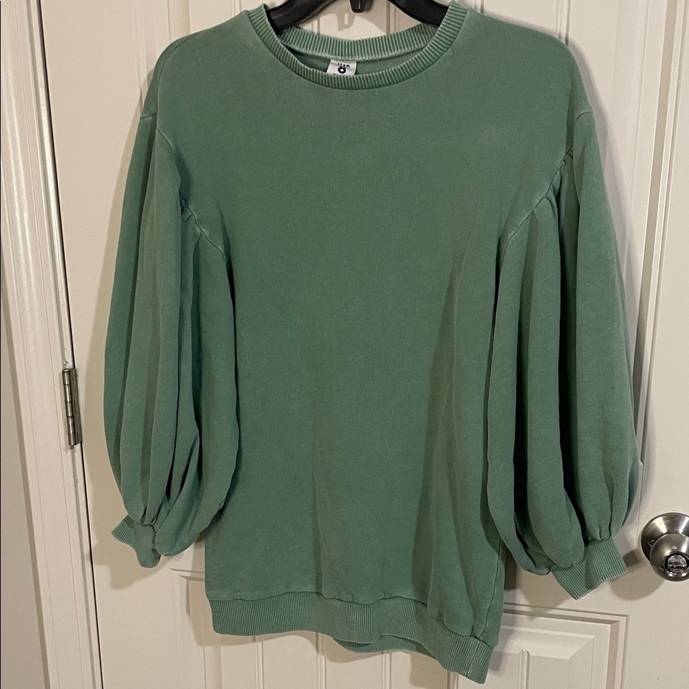stem Sage Green Balloon Sleeve Sweatshirt